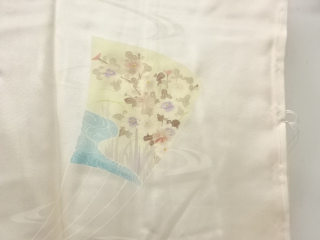  未使用品　扇に桜・菊模様単衣長襦袢